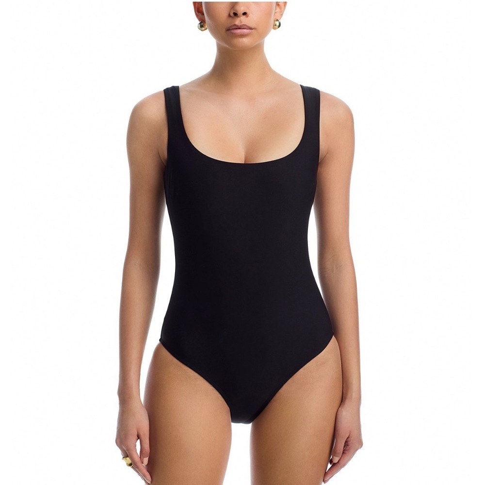 STYLEST DreamSculpt Square Neck Tank One Piece Swimsuit Caviar Black Small NEW
